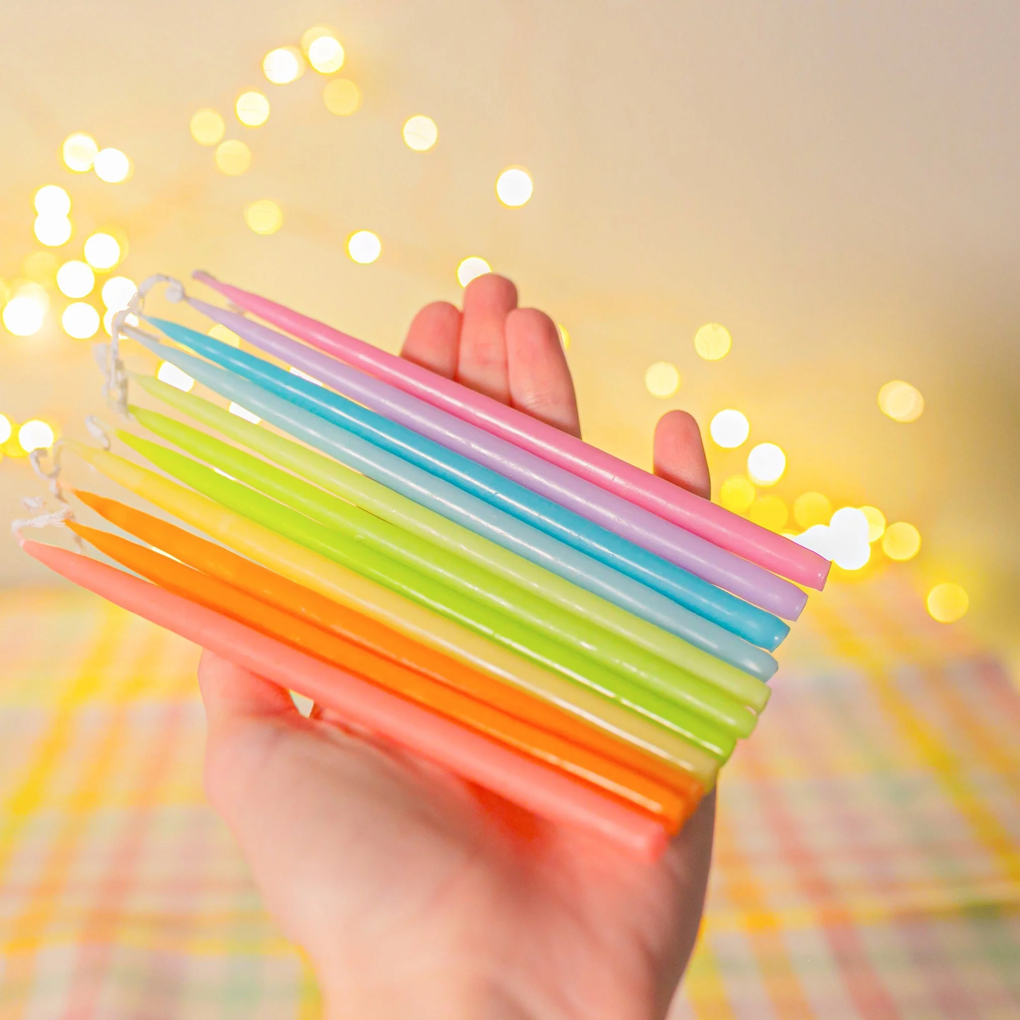 Camp Hollow Pastel Rainbow Tapered Candle Set (x12)