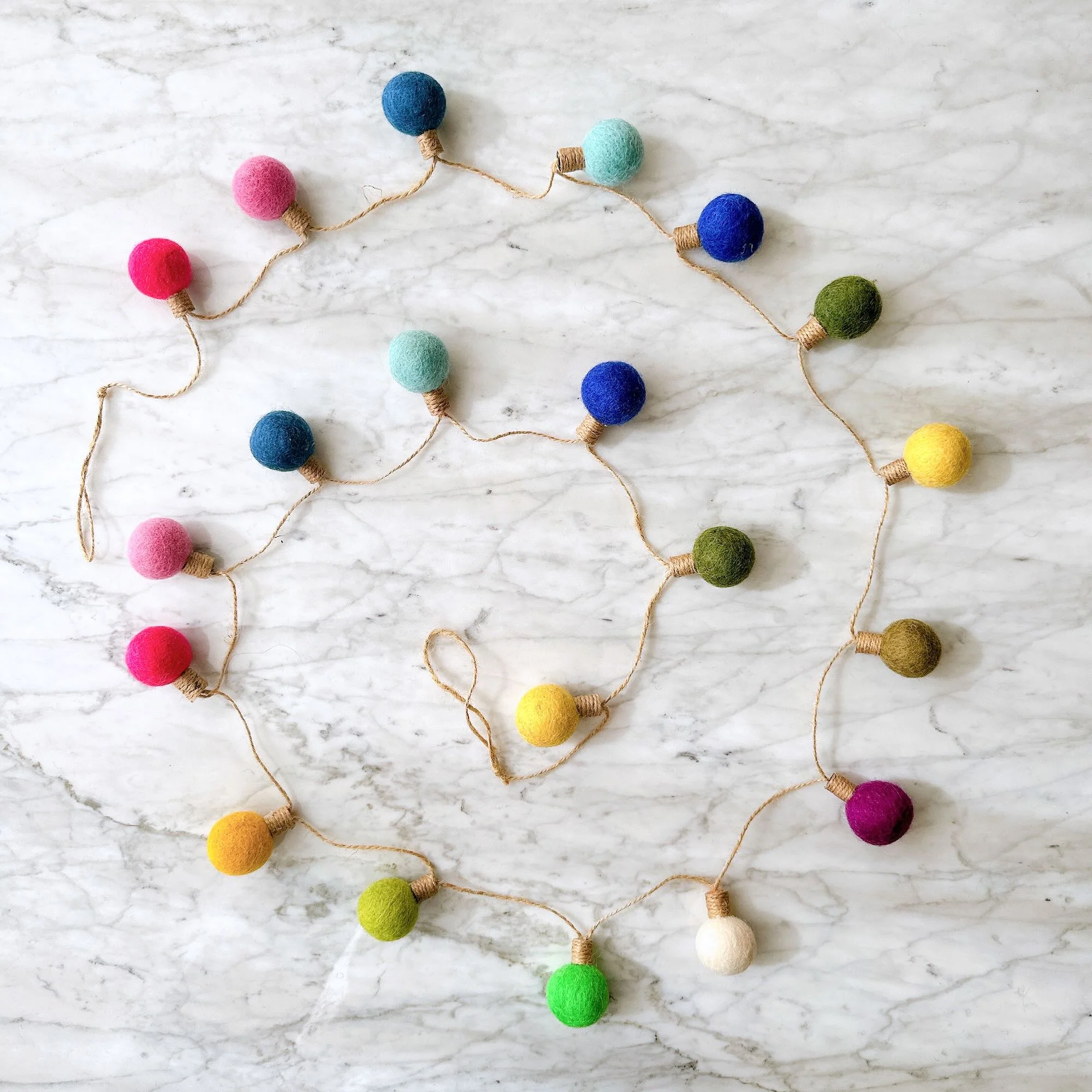 Ganapati Crafts Co. Felt Color Ball Lightbulb Garland