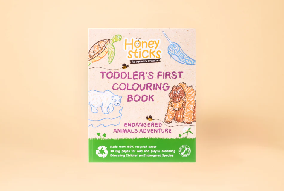 Honeysticks Toddlers First Coloring Book - An Endangered Animals Adventure
