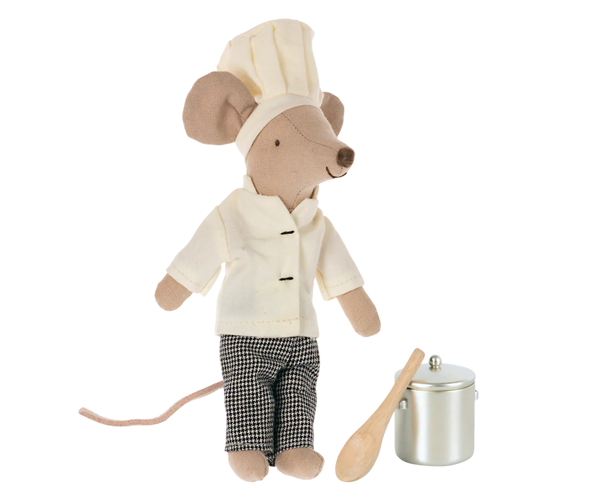 Maileg Chef mouse w. soup pot and spoon