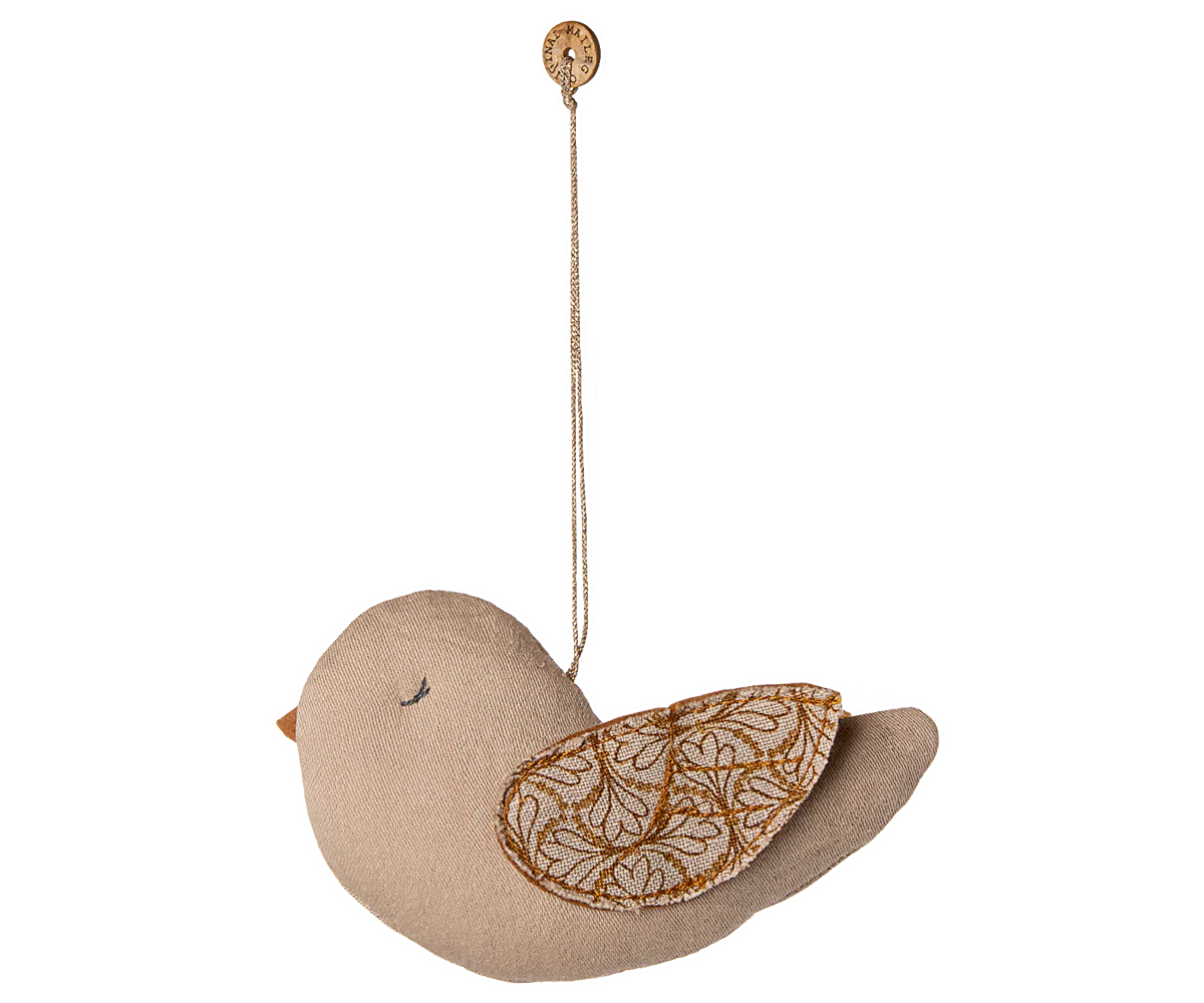 Maileg Fabric ornament, Bird - Winter heart - Sand
