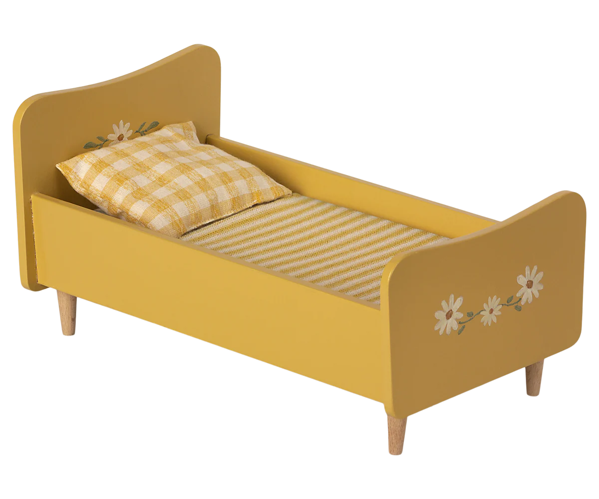 Maileg Wooden Bed, Miniature - Yellow
