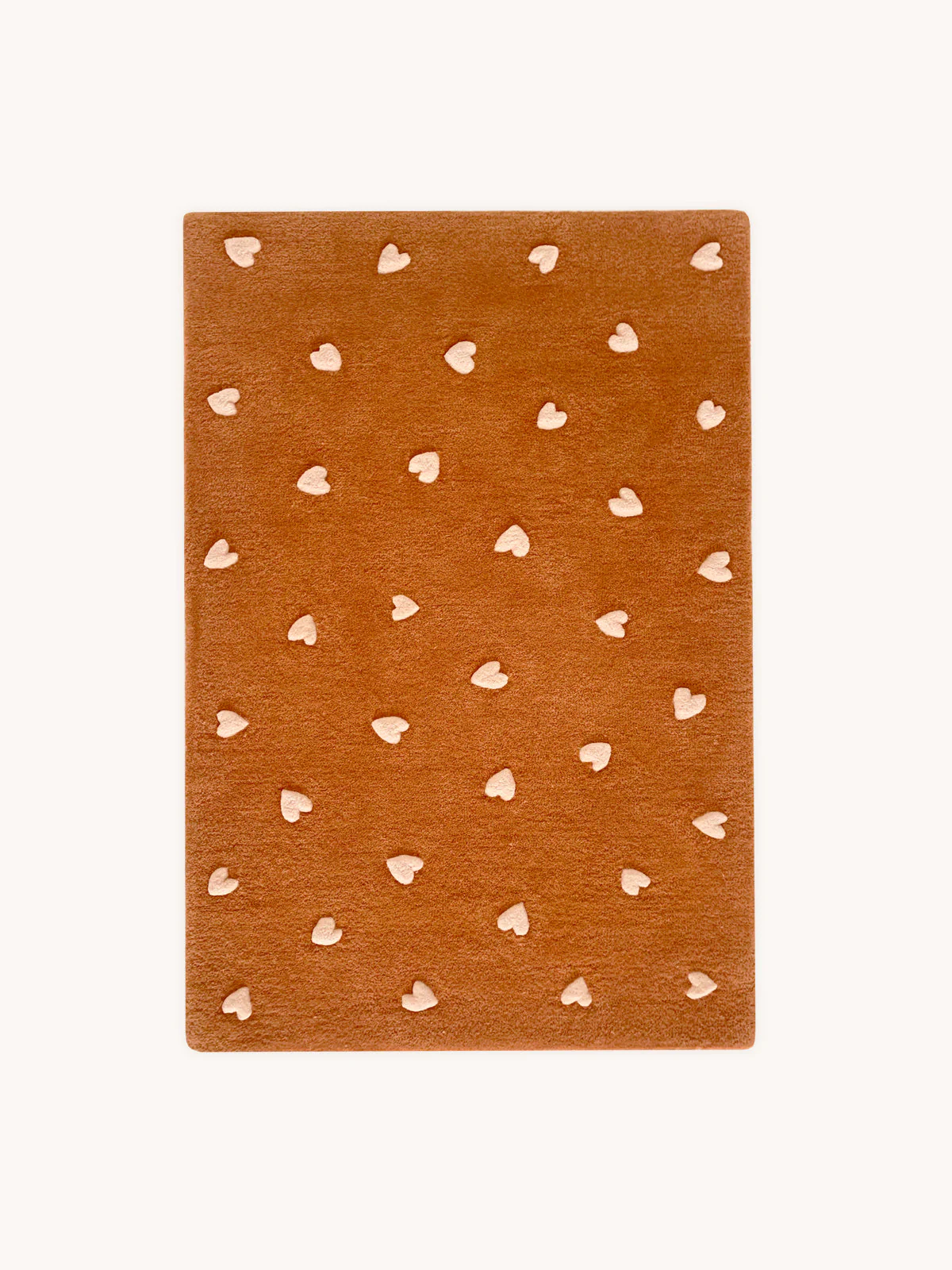 Maison Deux Rug HEARTS Brown / Pink Print 2.6 x 3.9ft