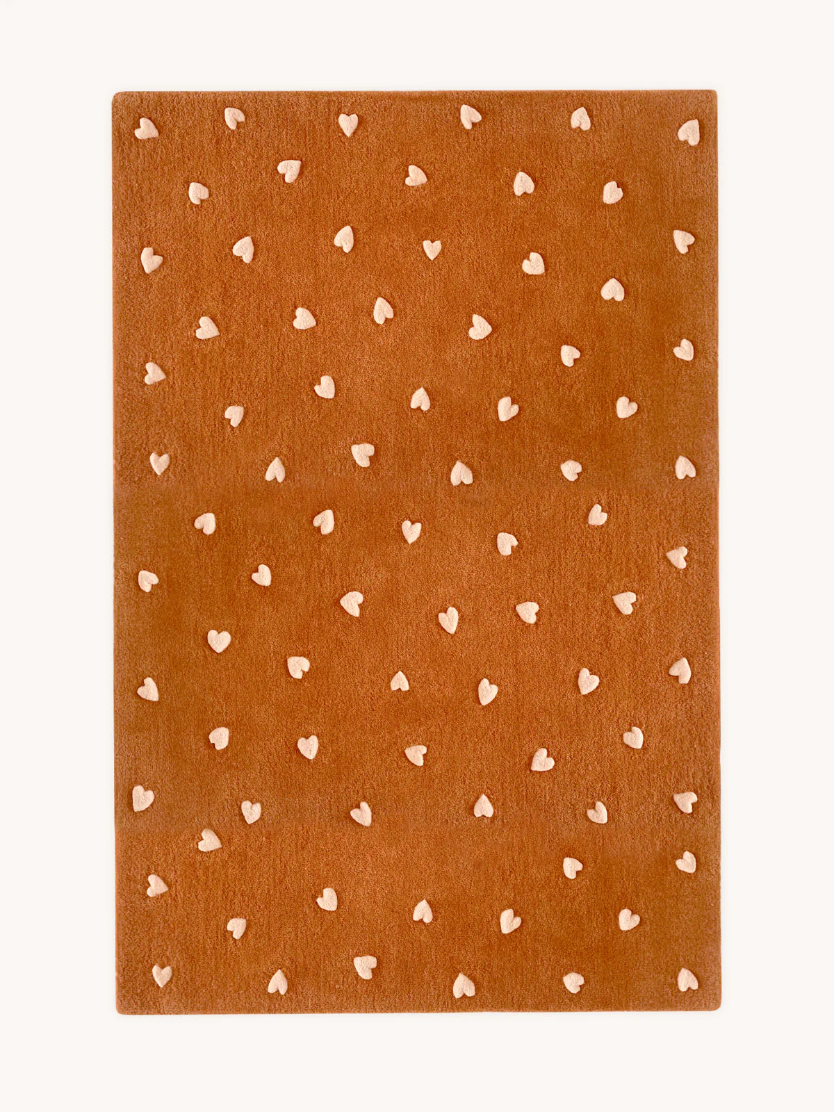 Maison Deux Rug HEARTS Brown / Pink Print 5.5 x 7.9ft