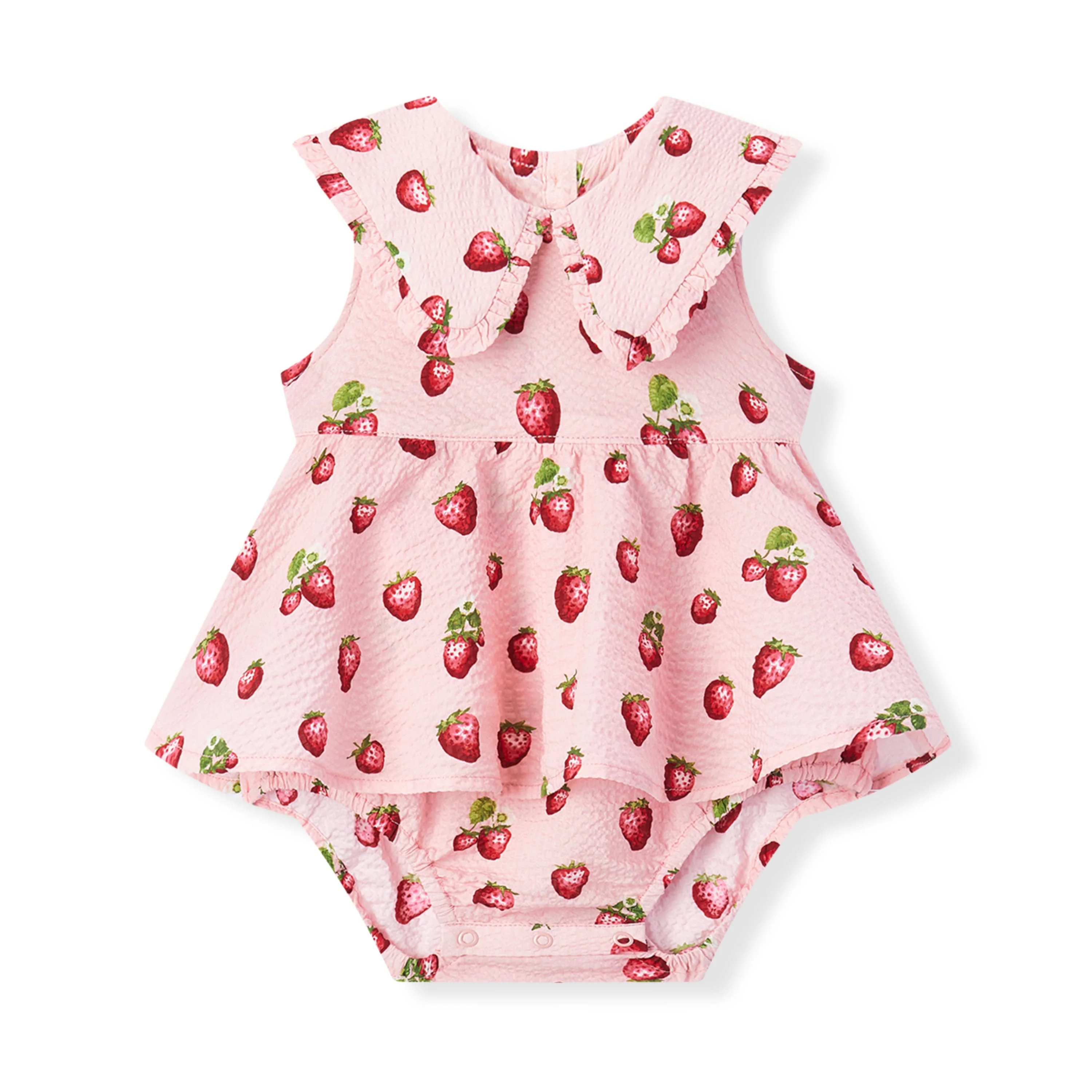 Milkbarn Strawberry Ruffle Collar One Piece Dress