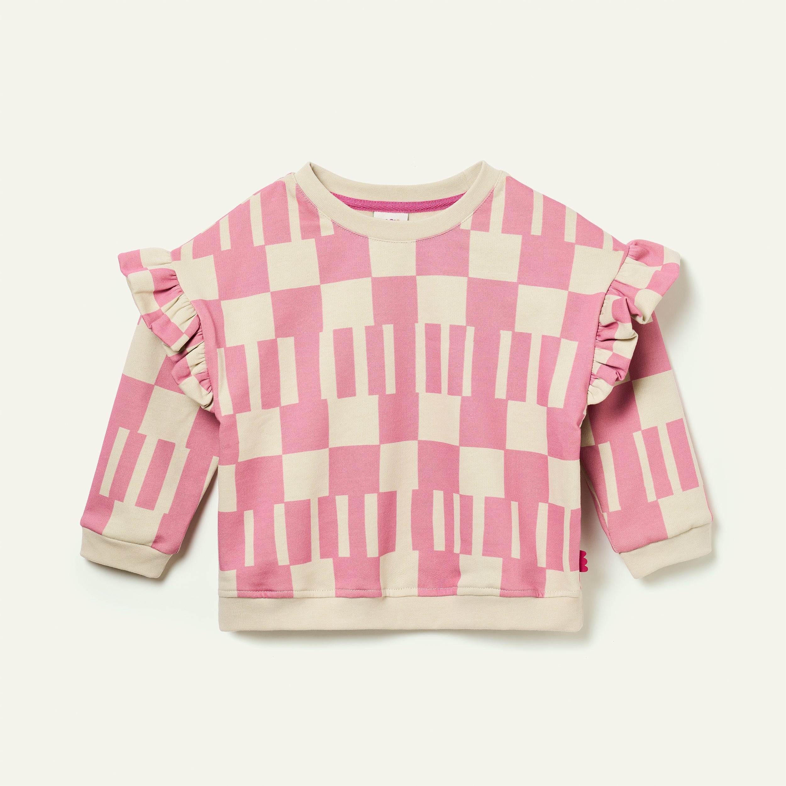 Mon Coeur Pink Block Ruffled Sweatshirt