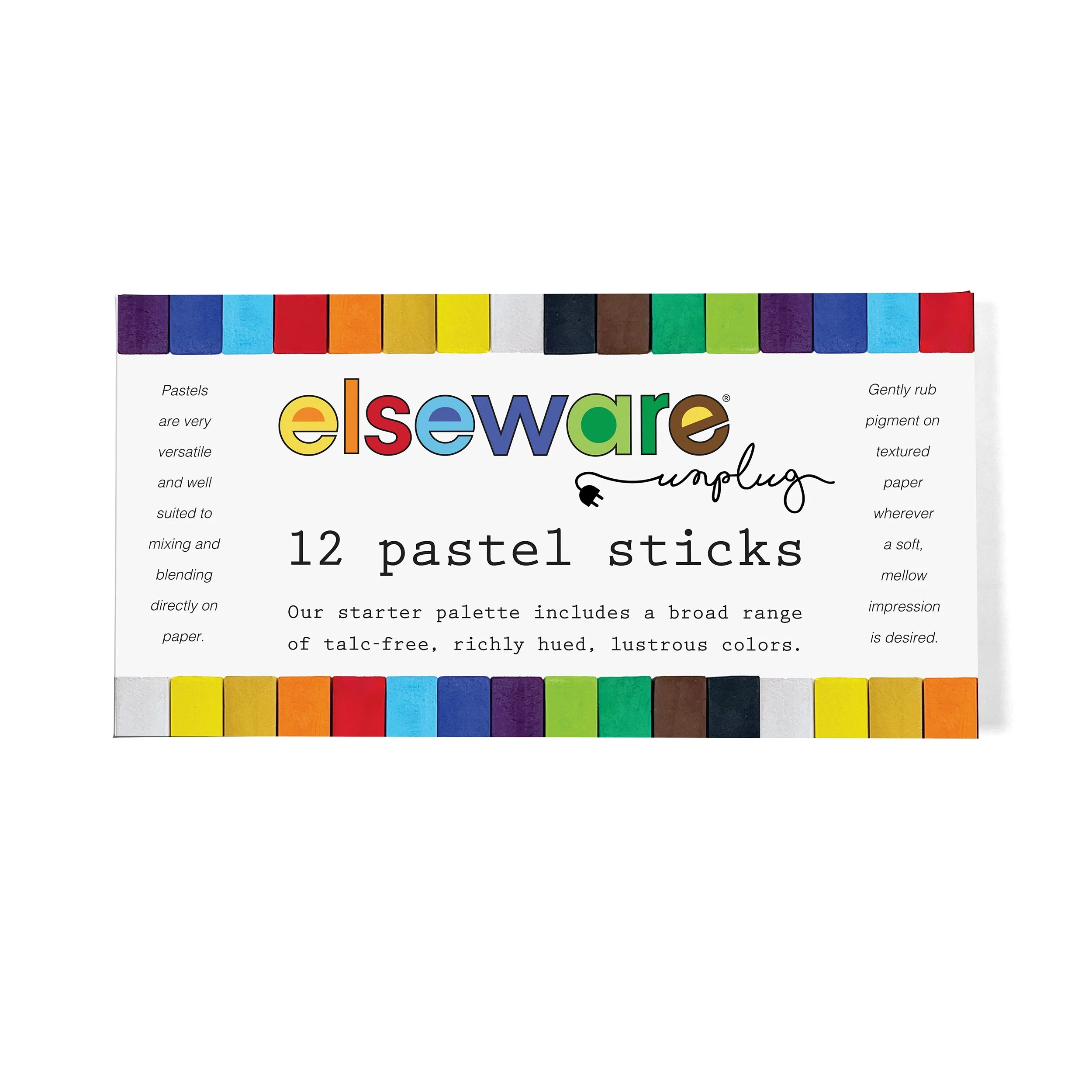 Elseware Unplug Pastel Sticks – Talc-Free Oil Pastels – 12 Vibrant Colors