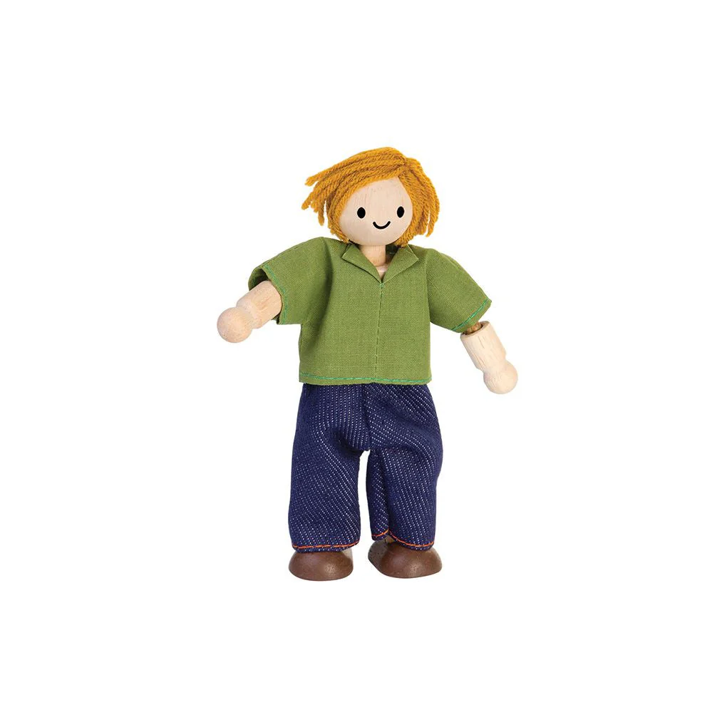 PlanToys Dad Dollhouse Figure - Light Skin Tone - Brown Hair