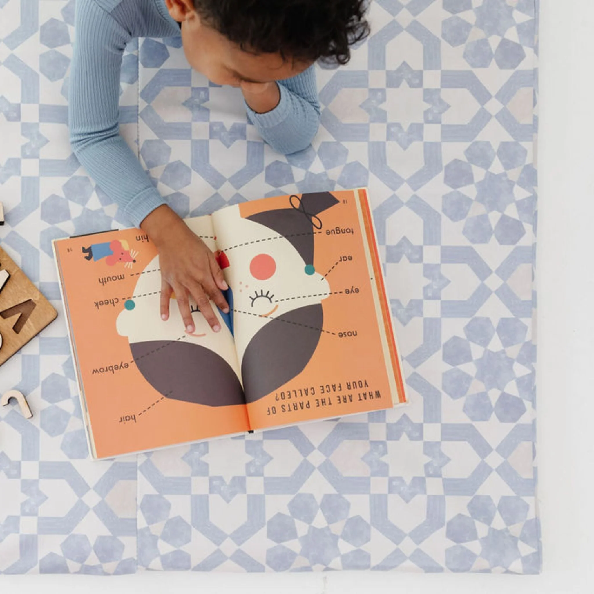Toki Kids Blue Tile Vegan Leather Mat - Image 3